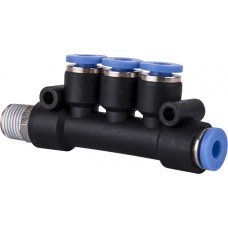 PU HOSE FITTING MANIFOLD 4 X 4MM PORT X 1/8'M